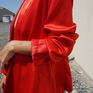 marnie west red satin blazer jacket